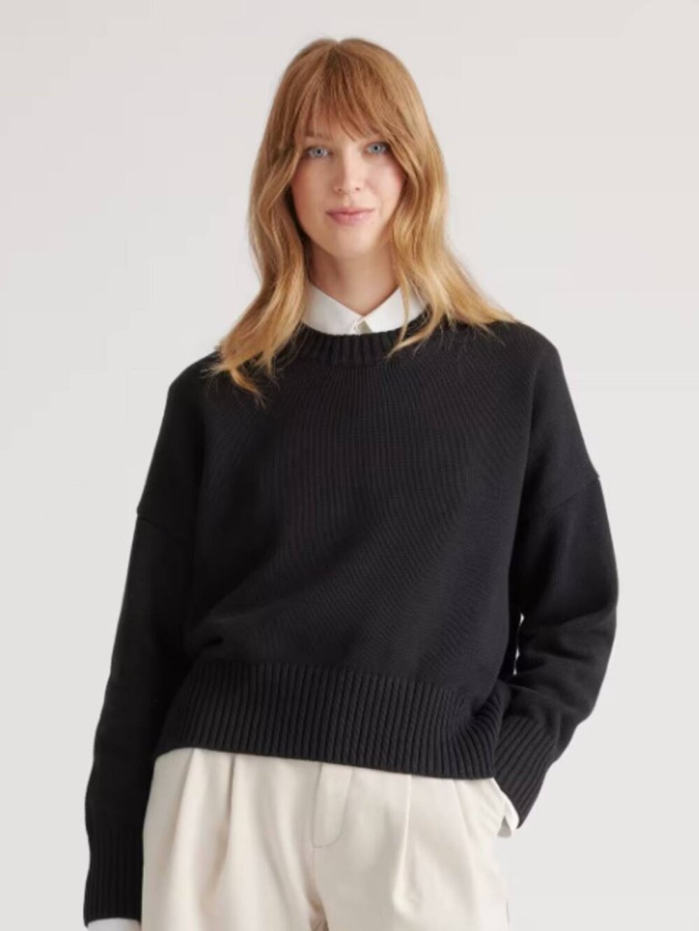 Quince Organic Cotton Boyfriend Crew Sweater